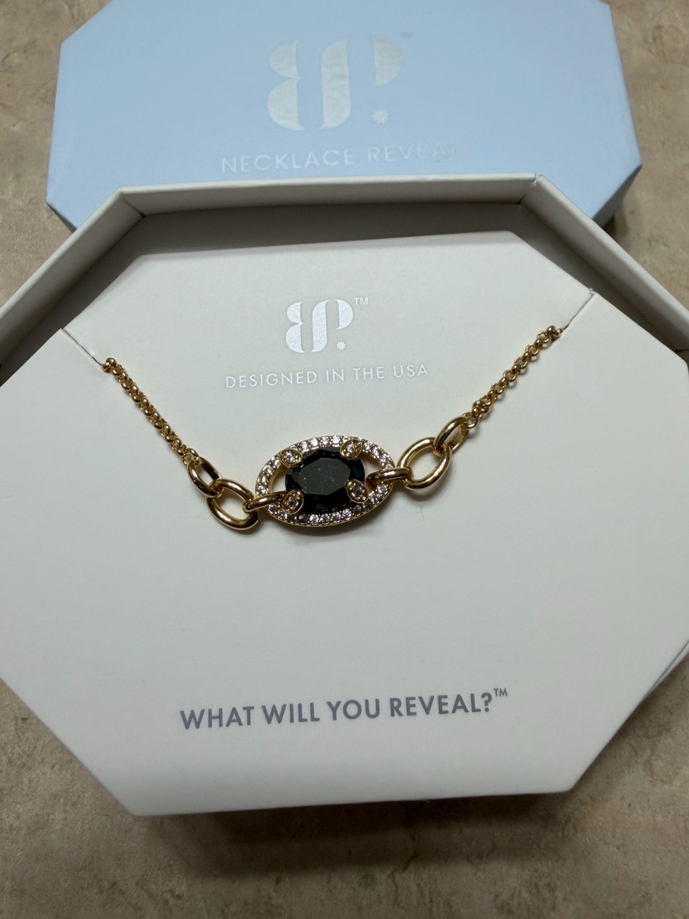 Bomb Party Necklace-She’s Loved & Classic Black Onyx on Gold NK35810